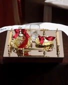 Reverence Gold Damat Fincan Kahve Tepsisi  Kırmızı - 1