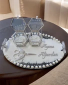 Lustre İncili Söz Nişan Tepsisi  GRİ - 3