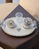 Lustre İncili Söz Nişan Tepsisi  GRİ - 4