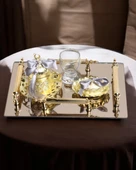 Reverence Gold Damat Fincan Kahve Tepsisi  GRİ - 1