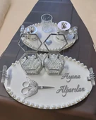 Lustre İncili Söz Nişan Tepsisi  GRİ - 1