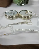 Lucea Gümüş Aynalı Yükselti ve Söz Makası Seti krem - 1