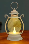 Alev Efektli LED Mum Feneri - Askı Aparatlı Pilli 16 CM, Dekoratif LED Lamba, Bahçe ve İç Mekan - 1