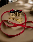 Armonia Gold Kadife Yükselti ve Söz Makası Seti  krem - 2