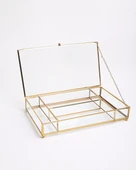 Dahlia Dekoratif Bölmeli Cam Kutu  gold - 1