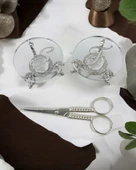 Bionda Cam Yüzük Yükselticisi ve Söz Makası Seti Beyaz - 1