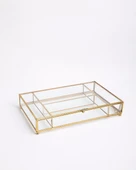 Dahlia Dekoratif Bölmeli Cam Kutu  gold - 2