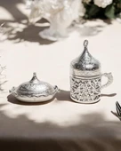 Nia Zamak Damat Kahve Fincanı ve Lokumluk  gümüş - 1