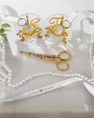 Lucevia Gold Cam Yüzük Yükselticisi Ve Söz Makası Seti  Beyaz - 1