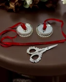 Neve Aynalı Yükselti ve Söz Makası Seti  gümüş - 1
