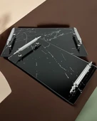 Quartz Dekoratif Söz Nişan Tepsisi gümüş - 1