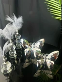 Vita Gümüş Dekoratif Kelebek ve Tüylük  GRİ - 1