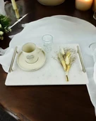 Gümüş Mermer Söz Tepsisi ve Damat Kahve Fincan Tepsisi  BRONZ - 3