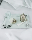 Admire Şeffaf Nişan Tepsisi ve Damat Kahve Fincan Tepsisi BRONZ - 2