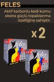 FELES TOZSUZ KEDİ KUMU 8 LT X 2 ADET (DOĞAL, AKTİF KARBONLU) - 1