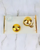 Bond Gold Söz ve Mermer Nişan Tepsisi Beyaz - 3