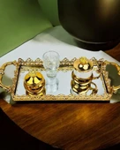 Eternal Gold Söz Nişan Tepsisi ve Damat Kahve Tepsisi Beyaz - 4