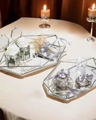 Elation Gümüş Prizma Söz Nişan Tepsisi ve Damat Kahve Fincan Tepsisi  GRİ - 1