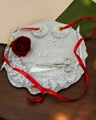 Enchant Gümüş Polyester Söz Tepsisi ve Damat Kahve Fincan Tepsisi   GRİ - 2