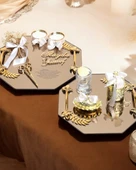 Affinity Sekizgen Gold Söz Nişan Tepsisi ve Damat Kahvesi  Beyaz - 1