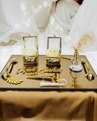 Cherish Gold Aynalı Nişan Tepsisi ve Söz Tepsisi Beyaz - 2