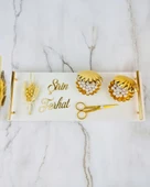 Bond Gold Söz ve Mermer Nişan Tepsisi Beyaz - 2