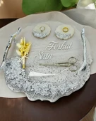 Enchant Gümüş Polyester Söz Tepsisi ve Damat Kahve Fincan Tepsisi   gümüş - 4