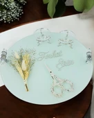 Cherish Söz Tepsisi ve Damat Kahve Fincan Tepsisi  BEYAZ-GÜMÜŞ - 3