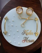 Beloved Gold Beyaz İncili Söz Tepsisi Nişan Tepsisi ve Damat Kahve Fincan Tepsi Seti  Beyaz - 3