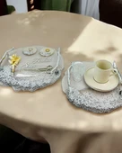Enchant Gümüş Polyester Söz Tepsisi ve Damat Kahve Fincan Tepsisi   gümüş - 1