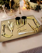 Cherish Gold Aynalı Nişan Tepsisi ve Söz Tepsisi krem - 3