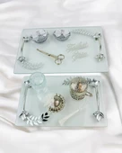 Admire Şeffaf Nişan Tepsisi ve Damat Kahve Fincan Tepsisi BRONZ - 1