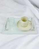 Devotion Şeffaf Söz Tepsisi ve Nişan Tepsi Seti Beyaz - 3