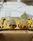 Cherish Gold Aynalı Nişan Tepsisi ve Söz Tepsisi  Siyah - 3