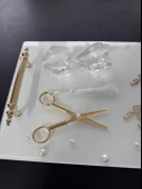 Bonding Gold Beyaz İncili Söz Tepsisi Nişan Tepsisi ve Damat Kahve Fincan Tepsisi  Beyaz - 2