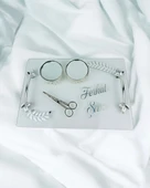 Admire Şeffaf Nişan Tepsisi ve Damat Kahve Fincan Tepsisi  Beyaz - 2