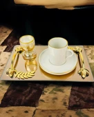 Cherish Gold Aynalı Nişan Tepsisi ve Söz Tepsisi mavi - 3