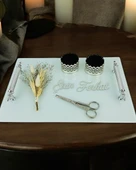 Harmonize Beyaz Söz Tepsisi ve Damat Kahve Fincanı  GRİ - 2