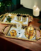 Eternal Gold Söz Nişan Tepsisi ve Damat Kahve Tepsisi  krem - 1