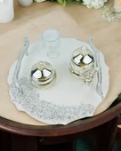 Enchant Gümüş Polyester Söz Tepsisi ve Damat Kahve Fincan Tepsisi   Kırmızı - 2