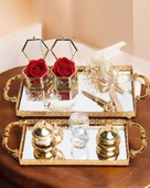 Affection Dantelli Gold Söz Nişan Tepsisi  BRONZ - 1