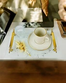 Soulmate Beyaz Desenli Söz Tepsisi ve Nişan Tepsisi Beyaz - 3