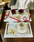 Soulmate Beyaz Desenli Söz Tepsisi ve Nişan Tepsisi Beyaz - 1