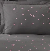 Hobby Çift Kişilik Poplin Premium Nakışlı Nevresim Spring Gri thumbnail 3