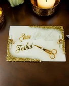 Spark Gold Epoksi Söz Nişan Tepsisi  mavi - 2