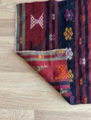 56x98 cm Küçük Tribal Desenli Renkli Vintage Kilim Halı, El Dokuma Geometrik Mini Alan Kilim - 6