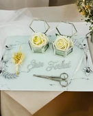 Loyalty Beyaz Desenli Gümüş Nişan Tepsisi Beyaz - 2