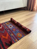 56x98 cm Küçük Tribal Desenli Renkli Vintage Kilim Halı, El Dokuma Geometrik Mini Alan Kilim - 4