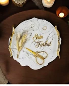 Devotiony Felsefesiyle Gold Polyester Söz ve Nişan Tepsisi   gold - 3