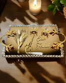 Amour Gold Lüks Swarovski Söz Nişan Tepsisi Siyah - 3